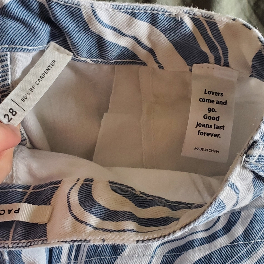 PacSun Swirl Print Carpenter Pants - Blue & White - Picture 5 of 7